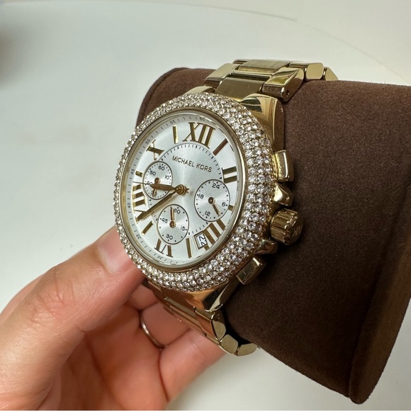 Michael Kors gold crystal halo MK5756 chronograph watch - Picture 3 of 7